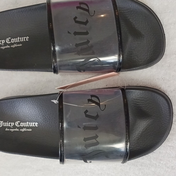 JUICY COUTURE CLEAR and Black Wanderlust Pool Slides. SIZE 9 - Picture 4 of 12